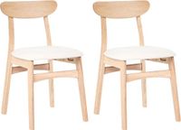 Beliani DOYLE - Set van 2 eetkamerstoelen - Lichtbruin/Lichtbeige - Rubberhout