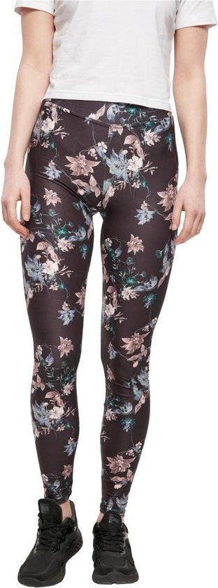 Urban Classics Soft AOP softflower Sportlegging - Zwart - L - Dames