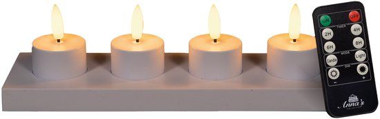 Anna's Collection Oplaadbare LED theelichtjes - 4x - wit