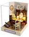 Merkloos Poppenhuis houten poppenhuis miniatuur - Doe-het-zelf bouwpakket - Met meubels - Stofhoes