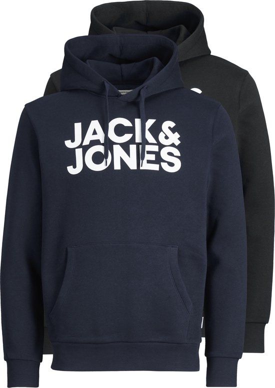 JACK&JONES JJECORP LOGO SWEAT HOOD 2PK MP Heren Trui - Zwart - Maat M