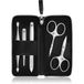 ZWILLING Set de manucure et pédicure 5 pièces, ciseaux à ongles et lime à ongles, étui en cuir de pomme végétalien, noir