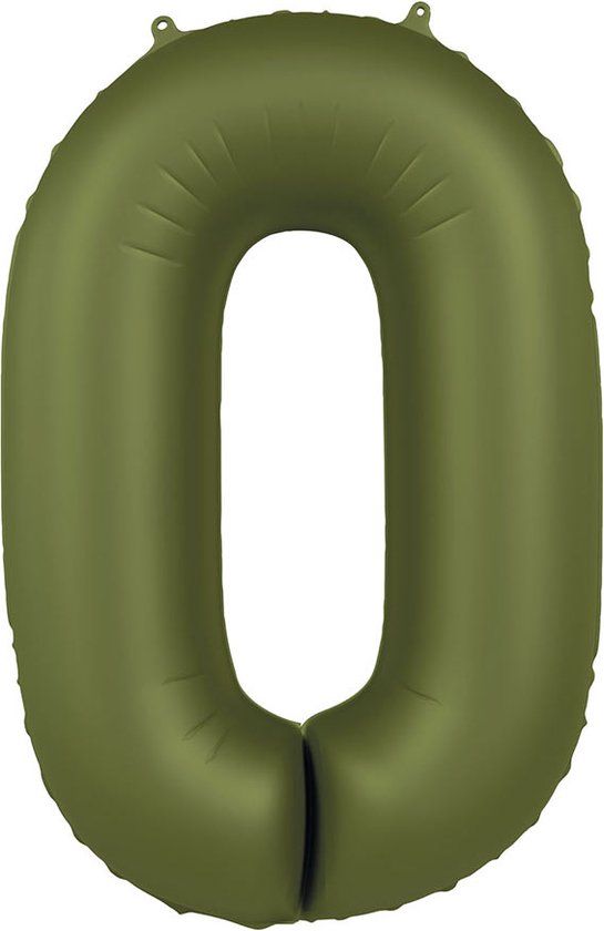 Folat Folieballon Cijfer 0 Olive Green - 86 cm