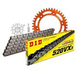 Kettingset DID Kettingset Alu 520VX3 / 118 clipslot oranje voor KTM EXE Super Enduro Moto 125 cc Bj. 2000-2001