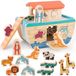 Omgoods - Arche de Noé en bois avec animaux pour enfants
