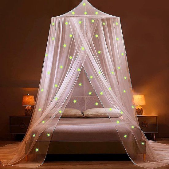 Deryan Luxe Glow In The Dark Klamboe - Wit - Rond - 230x230x1020 cm - Kinderen
