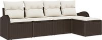 vidaXL Tuinbank - Set - 5 zitplaatsen - Bruin - Polyrattan
