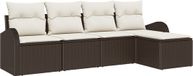 vidaXL Tuinbank - Set - 5 zitplaatsen - Bruin - Polyrattan