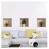 Sticker 3D-effect | Muursticker Planten - Behang Decoratie Optische Illusie Kamer en Woonkamer - 30 x 90 cm