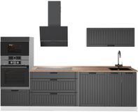 Vicco Complete keukeneenheid Fame-Line, Donkergrijs/Wit, 280 cm