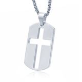 Mendes Steel Schakelketting Dogtag Zilverkleurig met Kruis Symbool
