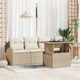 vidaXL Tuinbank Set met kussen 5 stuks Beige Polywood