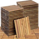 Tectake® Houten Tuintegels - Set van 40 - Weerbestendig - Vloerbedekking voor Balkon - Vloertegels - Balkonvloer - Terrastegels met kliksysteem - Drainage
