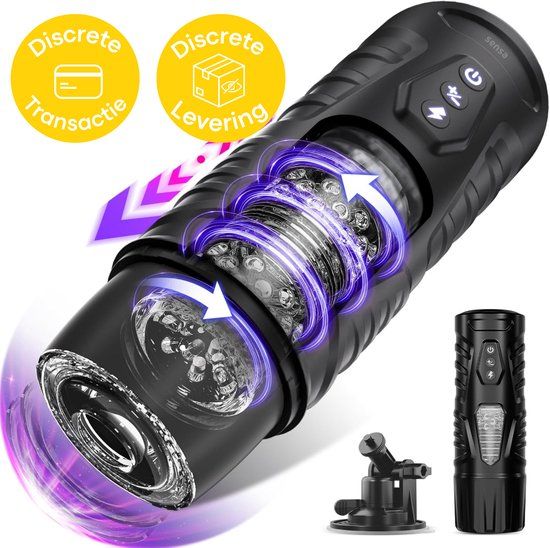Sensa Automatische Masturbator voor Mannen - Sex Toy Elektrisch - Handsfree Pocket Pussy - 7 Stuwende & Roterende standen - Inclusief verstelbare standaard - Met Visueel Venster