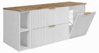 3xE living Meuble sous-vasque 140 cm, blanc/chêne clair, poignée noire