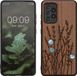 kwmobile coque de téléphone bois marron foncé nacre design lavande Samsung Galaxy A52 / A52 5G / A52s 5G