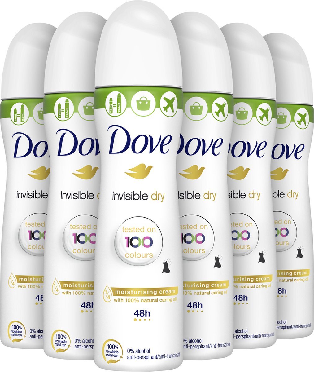 Dove Invisible Dry Anti-transpirant Deodorant - 6 x 75 ml - Voordeelverpakking