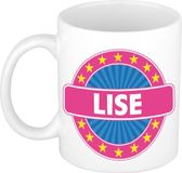 Bellatio Decorations - Lise voornaam - koffiemok - beker - wit/roze - 300 ml