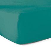 Hoeslaken, Le linge de Jules Hoeslaken, 100% katoen, 57 draden/cm², turquoisegroen, 80 x 200 cm, spanhoogte 30 cm