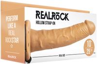 Shots - RealRock Holle Strap-On zonder Ballen - 24,5 cm tan