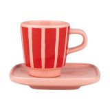 Marimekko Tasse espresso avec soucoupe Piccolo Salmon red-orange red, 5 cl