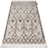 Tapis Berber Tanger B5940 Crème Et Marron Franges Berbère Marocain Shaggy Beige 120x170 Cm