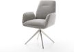 DELIFE Chaise de salle à manger Zoa-Flex base croisée acier inoxydable tissu gris pivotant à 360°