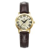 Jacques du Manoir Genesis JWL04904 Dames Polshorloge Ø28mm Goudkleurig Leren Band Bruin/Crème