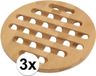 Merkloos Pannenonderzetter - 3x - bamboe hout - D20 x H1 cm - hittebestendig