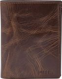Fossil Derrick International Combi Dark Brown Leather Billfold Purse for Men