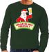 Bellatio Decorations Foute kersttrui / sweater voor heren - groen - Dronken Kerstman met biertje S