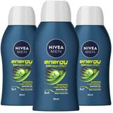 NIVEA Men Douchegel Energy Mini Reisformaat - 3 x 50 ml