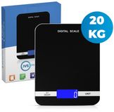JVS Products Keukenweegschaal - 1G tot 20KG - Luxe Digitale Keukenweegschaal - Inclusief batterijen - Glasplaat - LCD-Scherm - Tarra functie - Zwart/Wit