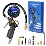 ZOVHYYA Luchtdrukmeter Bandenpomp 220PSI LCD Vier Meeteenheden Accessoires Geschikt voor Voertuig Basketbal Zwemmen Ronde