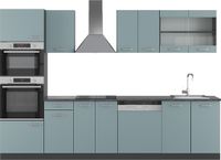 Vicco R-Line Complete keukeneenheid – 300 cm met hoge kast, WB Antraciet Blauw-grijs/antraciet