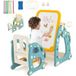 Goplus Table et Chaise Enfant 1-8 Ans 4 en 1-Tableau Blanc Magnétique Réglable en Hauteur-Effaçable à Sec et Marqueurs