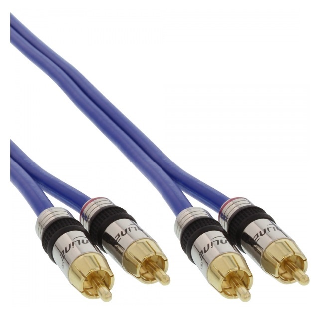 Inline premium Tulp stereo 2RCA kabel met vergulde connectoren - 20 meter