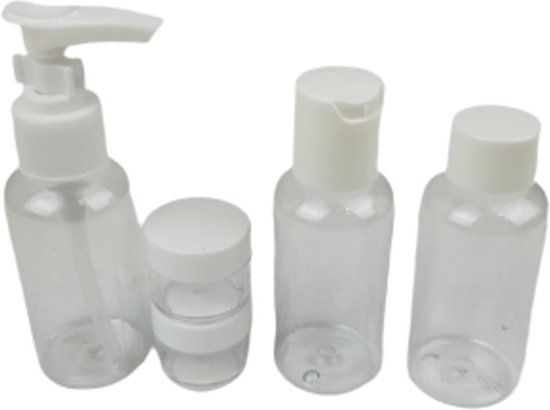 Reis flesjes - Transparant / Wit - 5 stuks - Kunststof