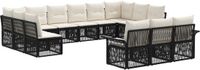 vidaXL Tuinbank - Set - 13-delig - Zwart - Polyrattan