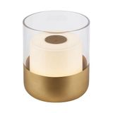 BRILONER Mini-led-tafellamp, draadloos met glas, dimbaar bedlampje touch, bureaulamp, leeslamp, tafellamp voor buiten en binnen, campinglamp, warm wit licht, 9 x 10 cm, goudkleurig