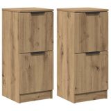 vidaXL Dressoirs, 2 stuks, ambachtelijk eikenfineer, 30x30x70 cm, houtvezelplaat