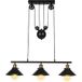 Lampe à suspension industrielle vintage, luminaire suspendu rétro à poulie, abat-jour en métal noir E27 pour cuisine, bar, couloir, salle à manger