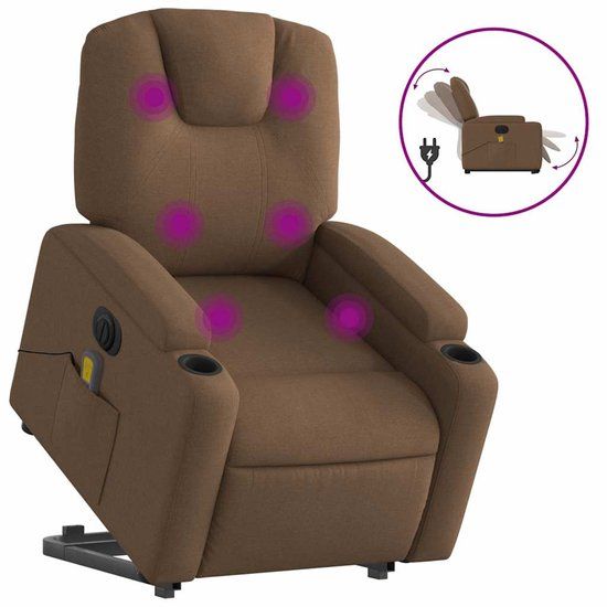 vidaXL Sta-op-massagestoel - Elektrisch - Verstelbaar - Stof - Bruin
