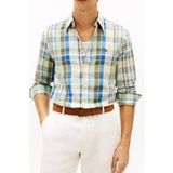 Tommy Hilfiger Chemise en mélange de lin Madras Citronella/check Taille : XXL