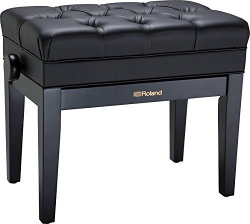 Roland RPB-500PE pianobank met vinyl zitting en muziekcompartiment, 64.5 x 37.5 x 25 cm, gepolijst ebben