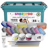 Snazaroo 1172249 Schminkset voor Kinderen & Volwassenen – 15 Kleuren met Glitters, Penselen & Sponsjes – Schminkbox voor Halloween, Carnaval, Feest & Verkleedpartijen – Huidvriendelijk & Afwasbaar