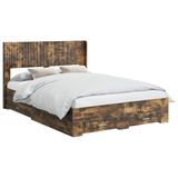 vidaXL Bedframe met opbergruimte en hoofdbord Gerookt eiken