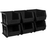Akro-Mils 30239 Plastic opslag stapelbare hangende Akro Bin, 38 bij 8-inch bij 7-inch, zwart, koffer van 6