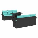 vidaXL Tuin Sofa Set 7 st Zwart Poly Rattan