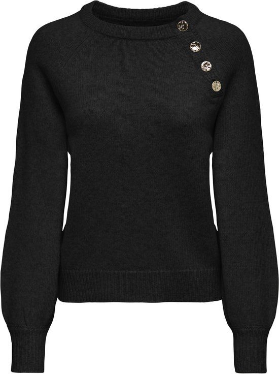 Only Emma Life Button Sweater Dames - Maat L - Zwart